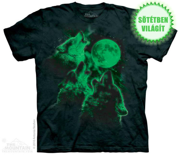 The Mountain Glow Wolf Moon rövid ujjú póló – sötétben világít!