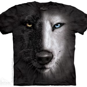 The Mountain Black & White Wolf Face rövid ujjú póló
