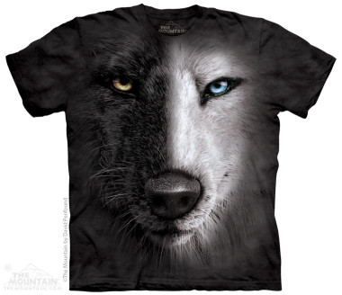 The Mountain Black & White Wolf Face rövid ujjú póló