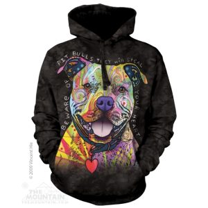The Mountain Beware of Pit Bulls zsebes kapucnis pulóver